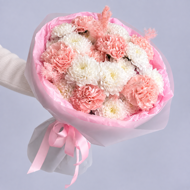 “Floral Rhythm” Bouquet — bouquet of carnations and chrysanthemums